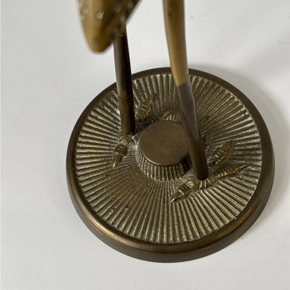 Vintage Brass Crane Sculpture Hollywood Regency Mid Century- 7” - Picture 6 of 8